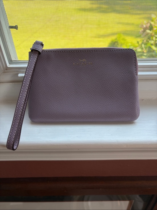 Coach Handbags - Coach Lavender Leather Wristlet with Detachable Strap